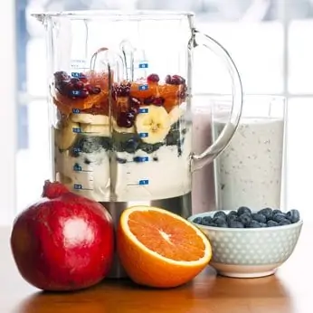 Blender with fruit smoothies