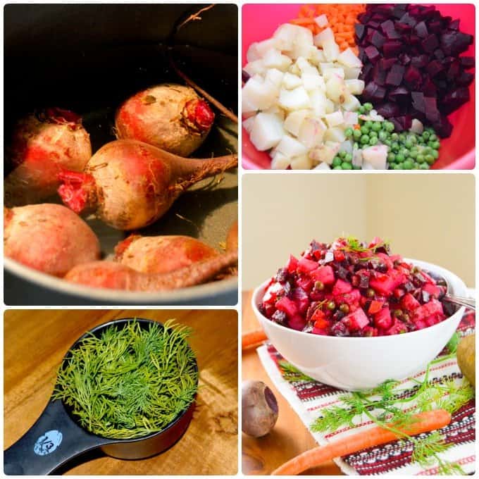 Vinegret (Russian Beet Potato Salad) collage