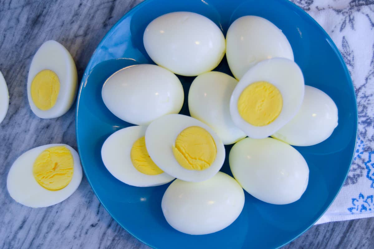 Peeled Steamed Eggs on Plate