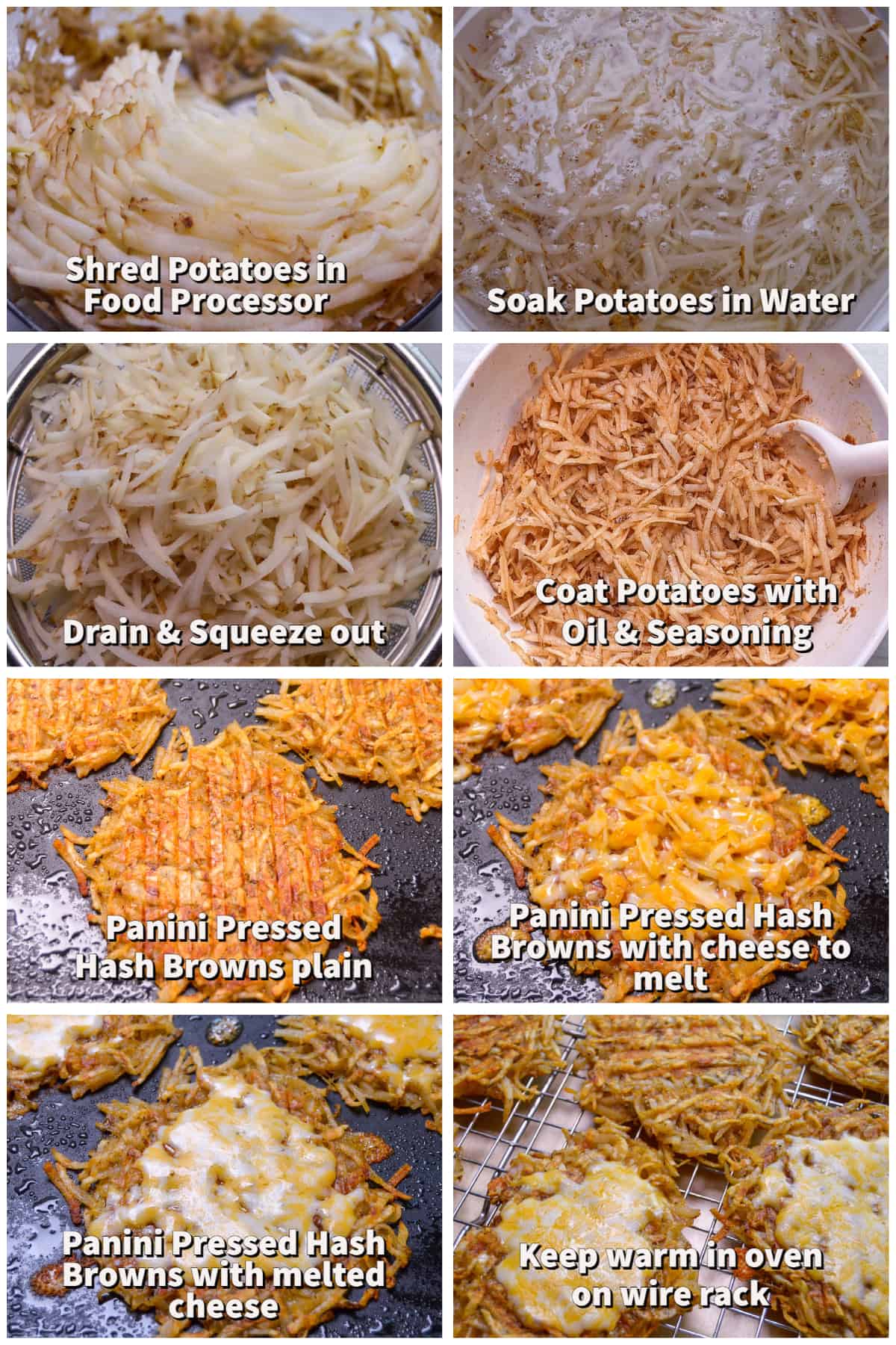 Recipe Steps Collage for panini press hash browns