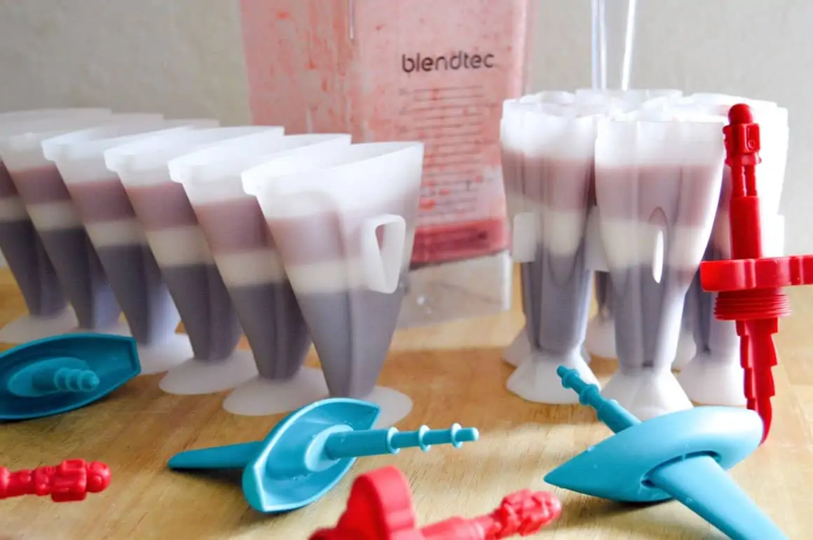 Filling Patriotic Red White & Blue Popsicles with Blendtec