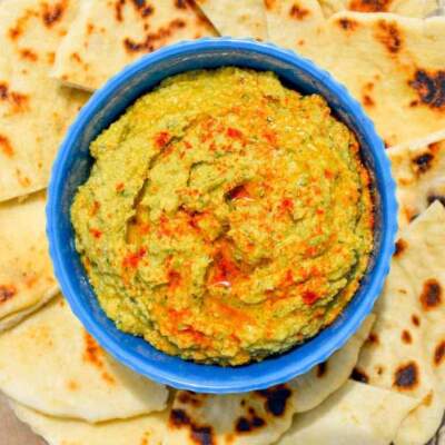 Roasted Garlic & Basil Hummus/Houmous