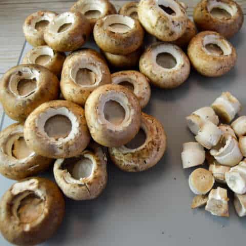 Stems removed and set aside for stuffed mushrooms