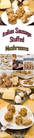 Italian Sausage Stuffed Mushrooms Pinterest Collage
