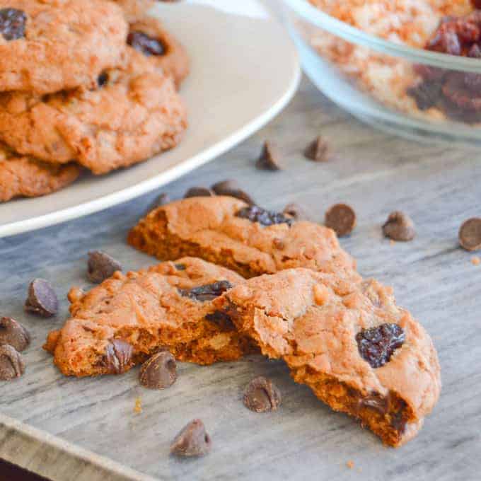 Toasted Coconut Chocolate Chip Cookies with Cranberry