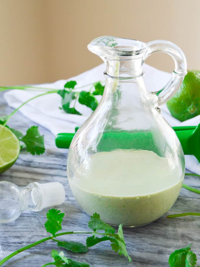 Cilantro Lime Ranch Dressing in dressing bottle
