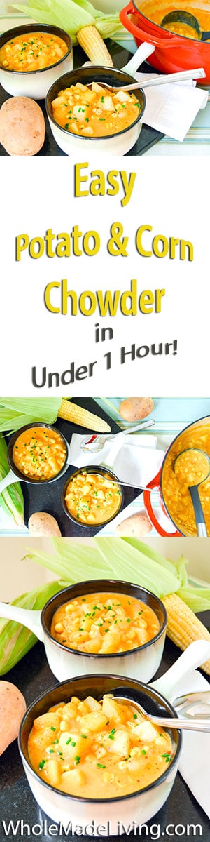 Easy 1 Hour Potato & Corn Chowder Pinterest Collage