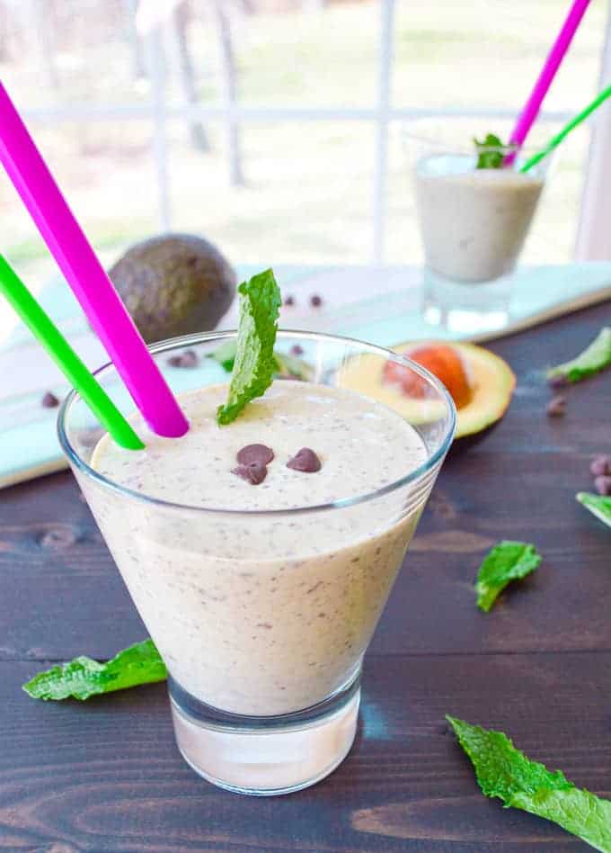 Healthy Mint Chip Smoothie/Shake close up