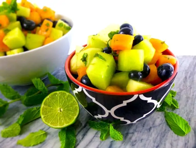 Melon Fruit Salad with mint and lime