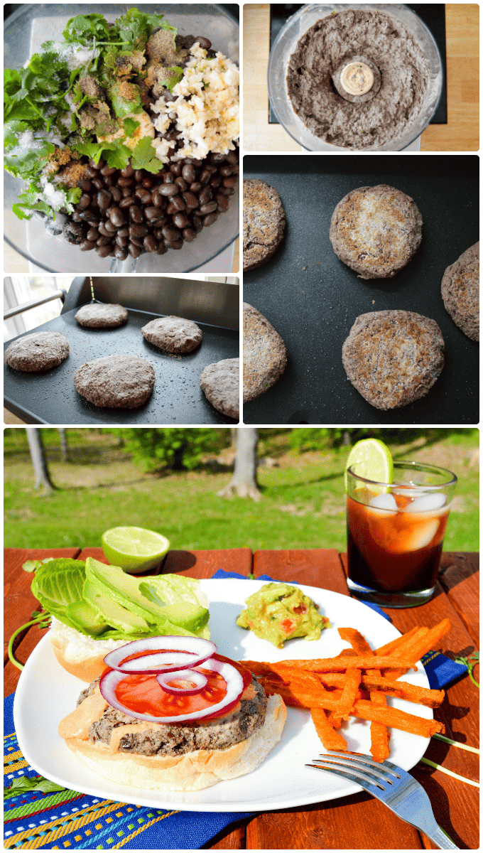 Step by step how to make Cilantro Black Bean Burgers 