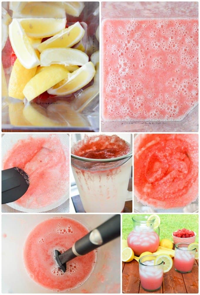 Step by Step Real Pink Lemonade with raspberries