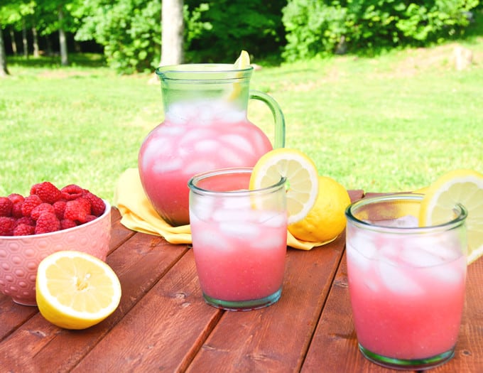Real Pink Lemonade with raspberries
