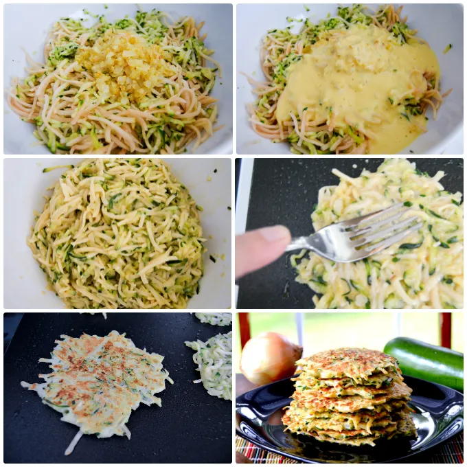 zucchini potato pancakes collage