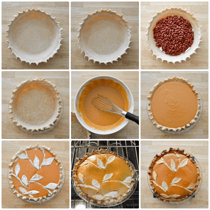 Simple Rustic Pumpkin Pie step by step collage