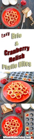 Brie & Cranberry Relish Phyllo Bites Pinterest Collage