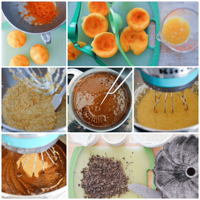 Orange Chocolate Bundt Cake, Making the filling collage