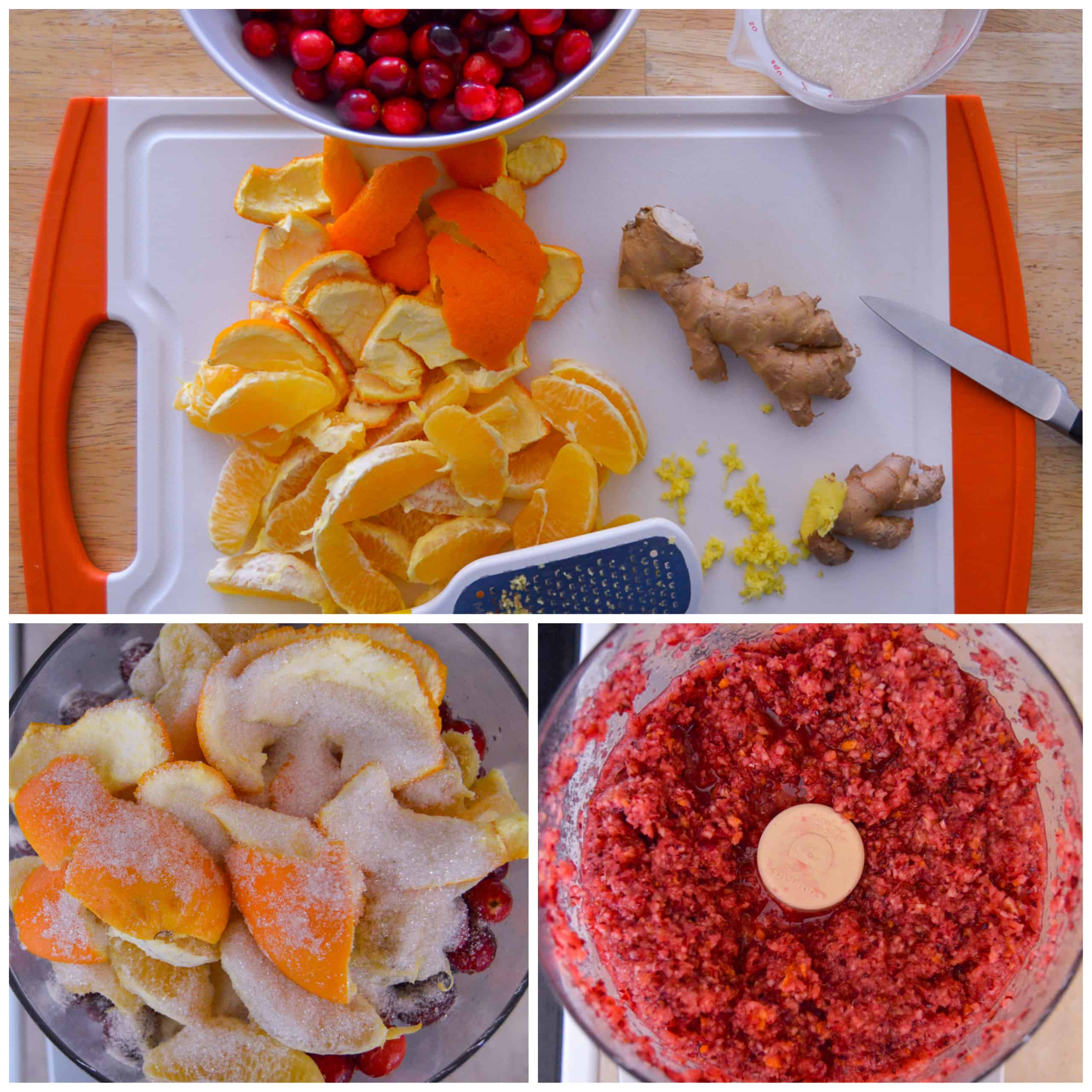Making Orange Cranberry Relish in Food Processor with Ingredients