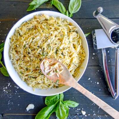 Simple Basil Parmesan Orzo (Easy-Under 30 minutes)