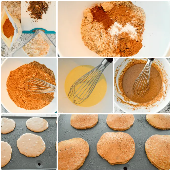 Chocolate Cake Almond Flour Pancakes step by step collage