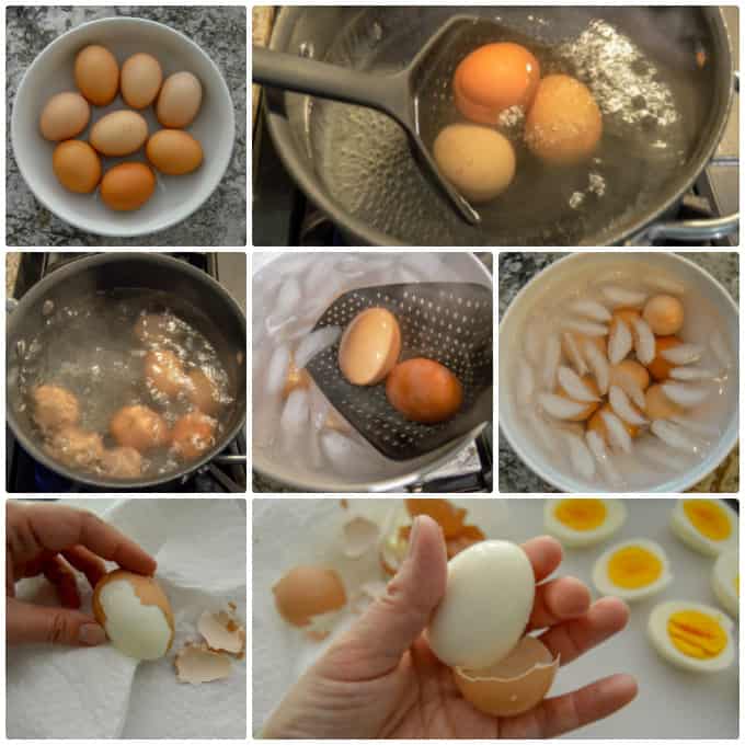 Easy Peel Hard Boiled Eggs (Shock Method) Step by Step Collage