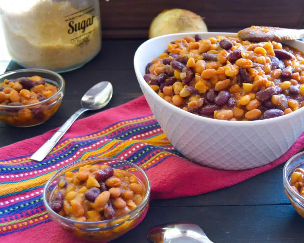 Instant Pot Baked Beans with WML board and serve bowl