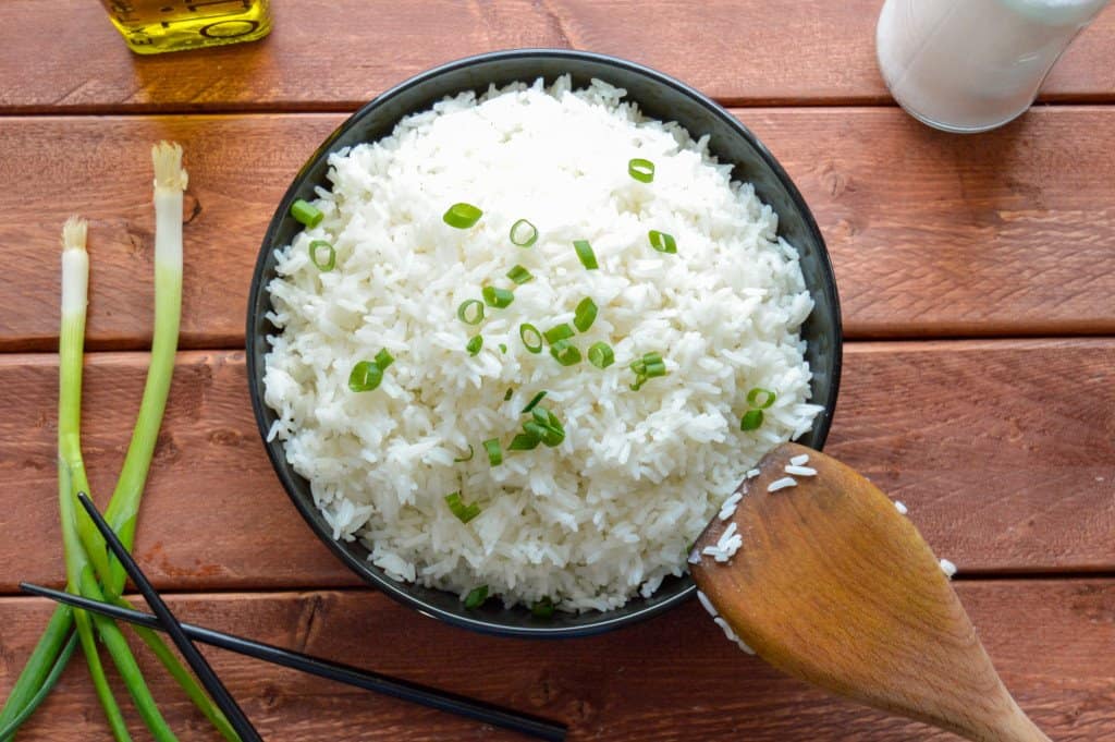 Fluffy Rice in Bowl Top View