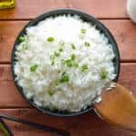 Fluffy Rice in Bowl Top View