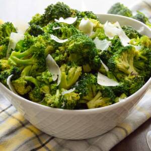 Air fryer broccoli in a bowl