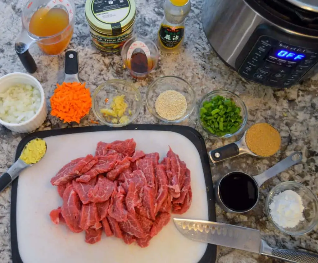 Ingredients prepped for Mongolian Beef