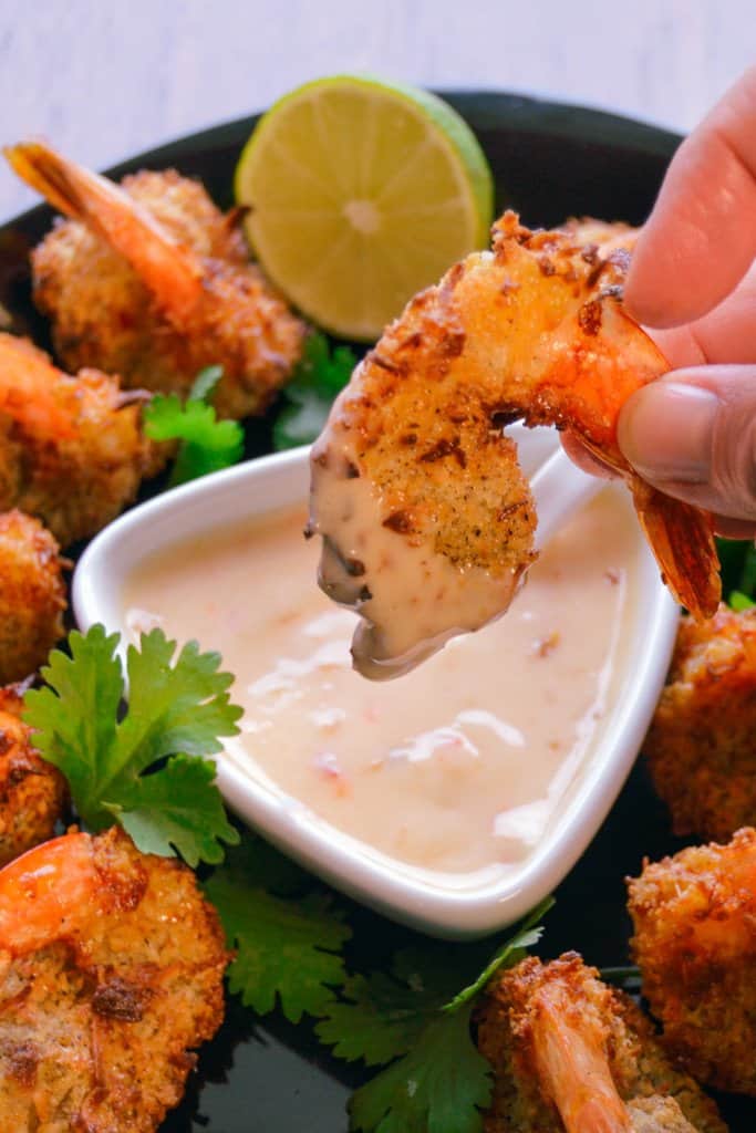 Air Fryer Coconut Shrimp with dipping sauce
