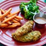 Crispy Chicken Tenders Thumbnail with sweet potato and broccoli