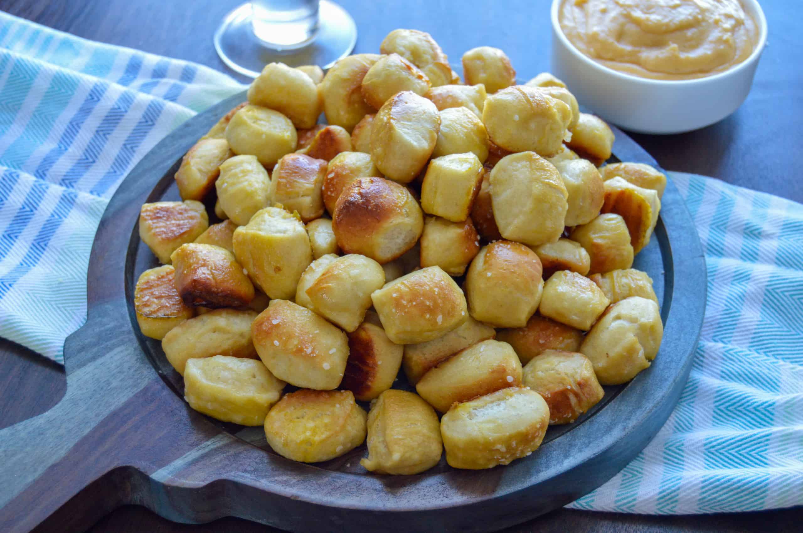 Easy Homemade Soft Pretzel Bites with Cheese Dip