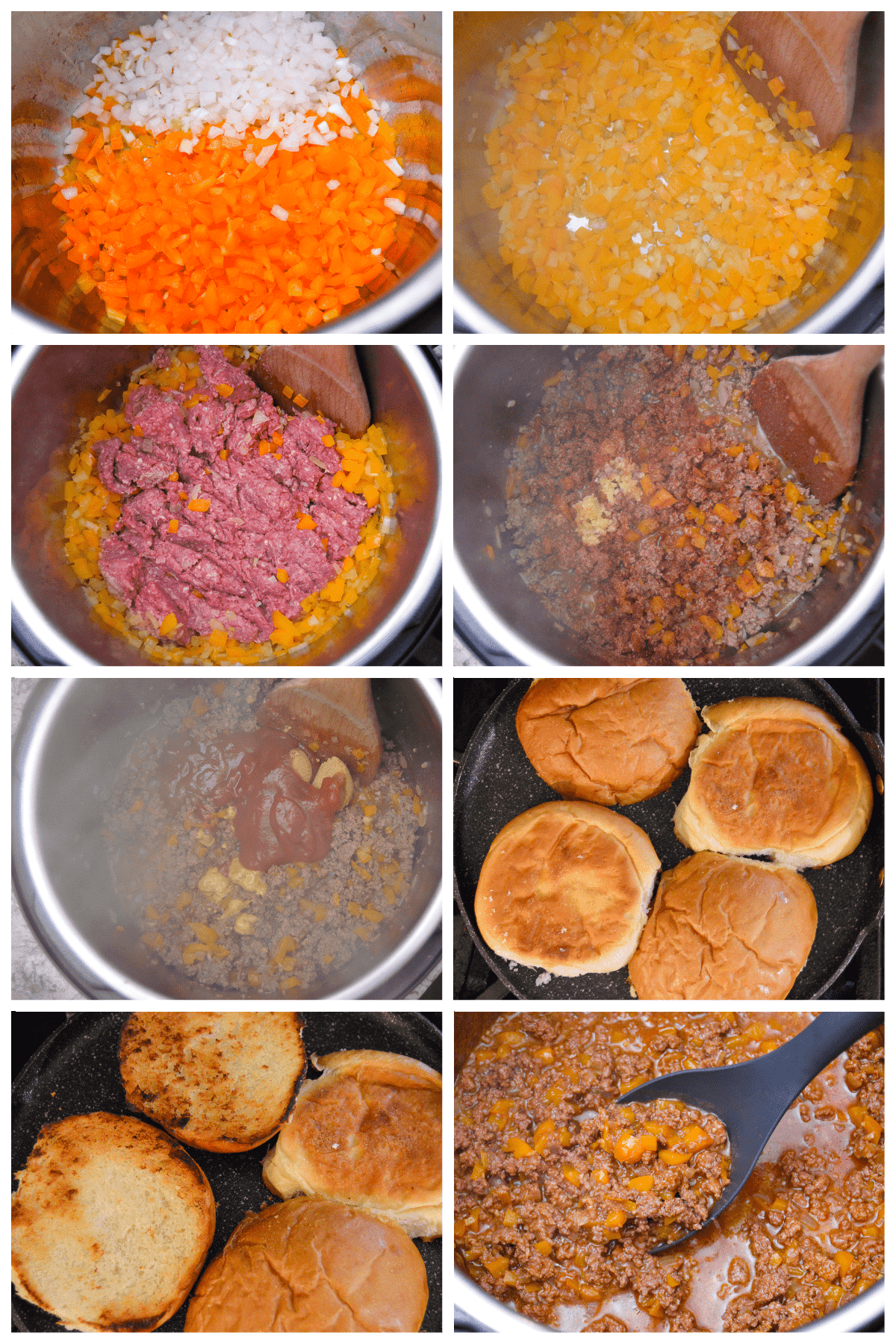 Instant Pot Sloppy Joes Step by Step Collage