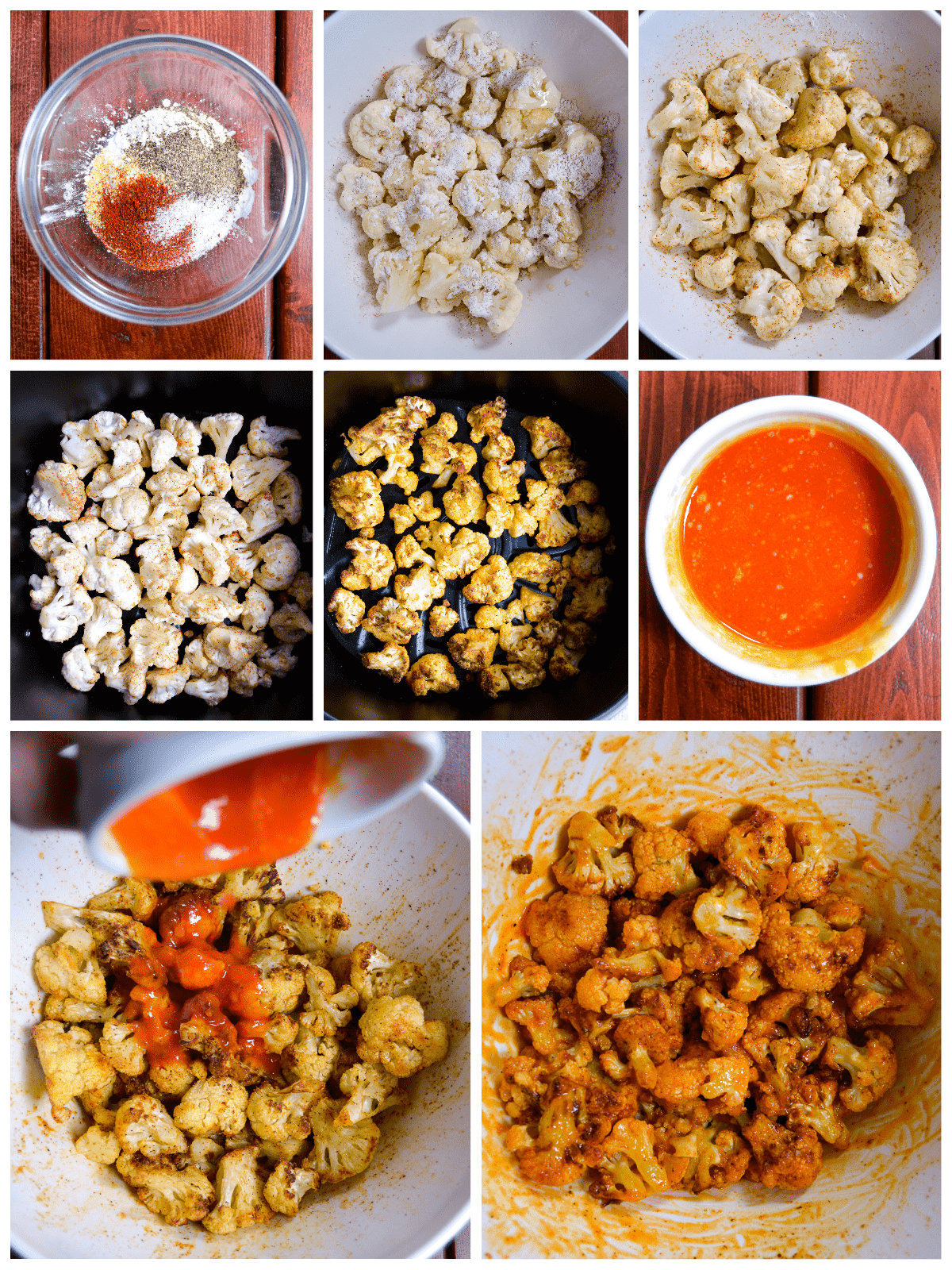 Buffalo Cauliflower Steps for Recipe Collage