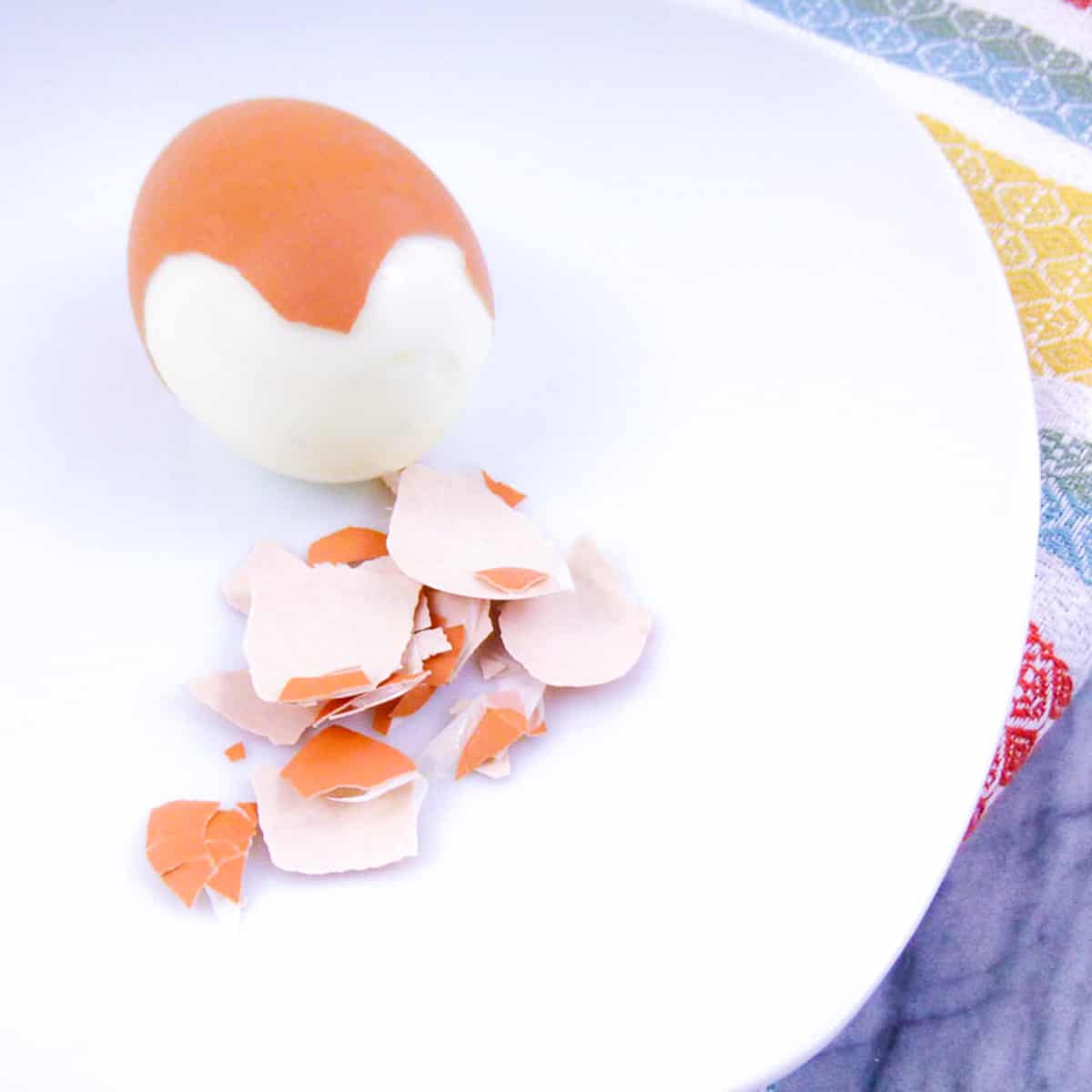 Easy to Peel, partially Peeled Hard Boiled Steamed Fresh Egg