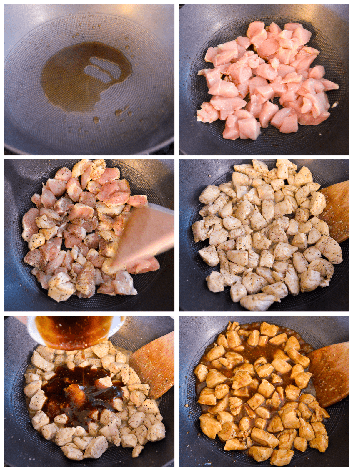 Teriyaki Chicken Bowl Steps in a Wok