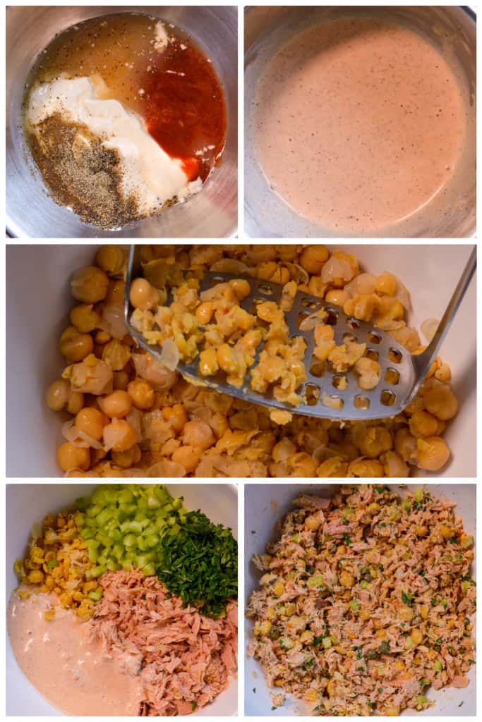Making Tuna Chickpea Salad Collage