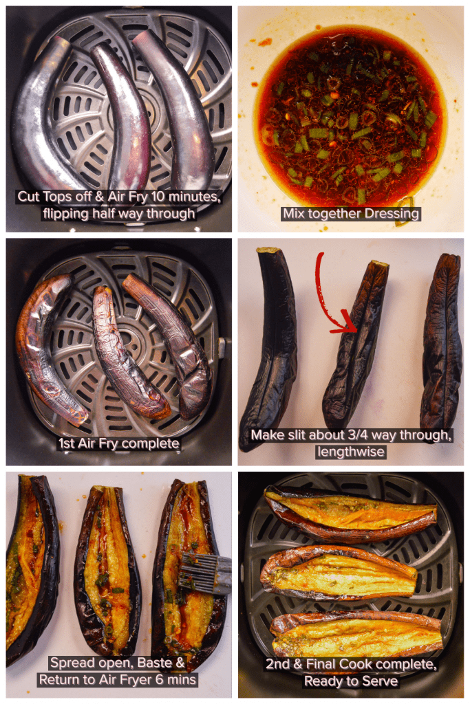 Japanese Eggplants cooked with the Air Fryer Steps