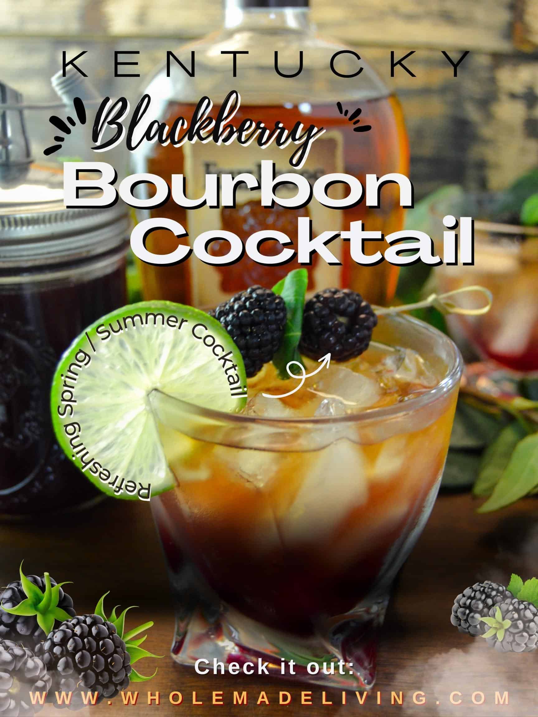 Pinterest Pin for KY Blackberry Bourbon Cocktail, 