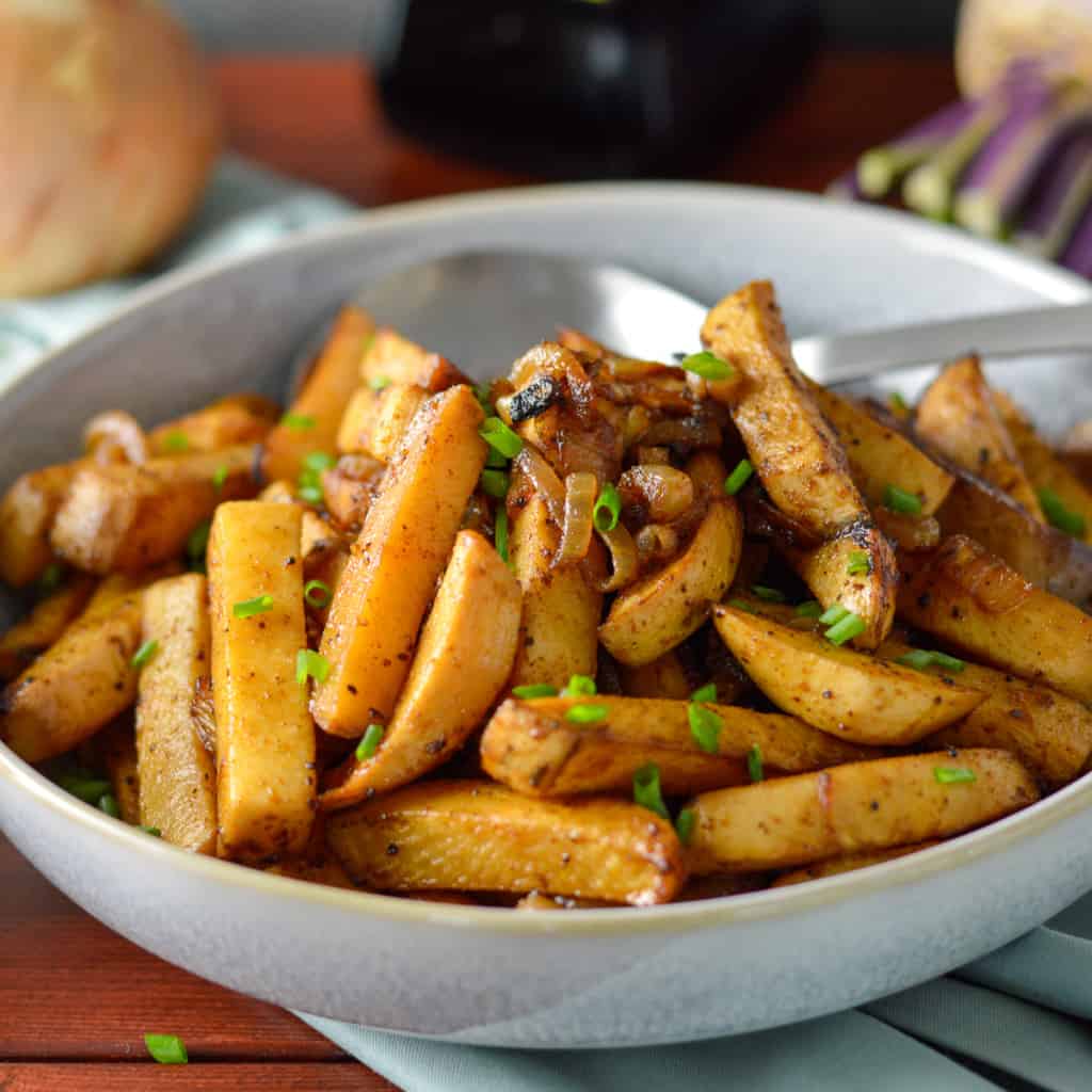 Balsamic Roasted Turnips with Onion (Pellet Smoker or Oven) Whole