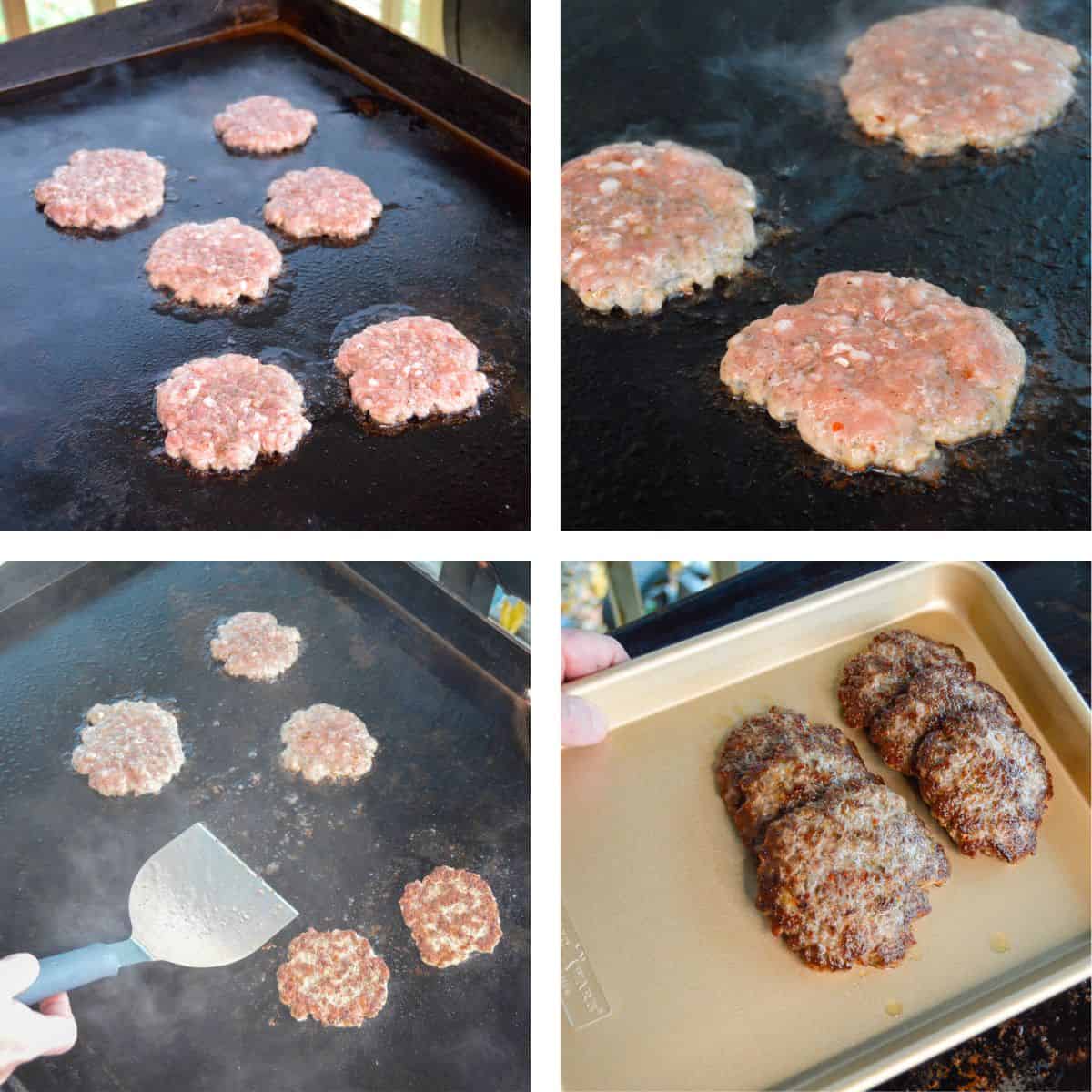 Making Breakfast Sausage Patties on the Blackstone in 4 images