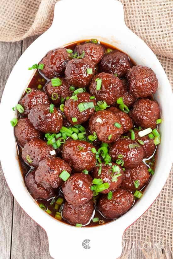 3 Ingredient slow cooker meatballs from Chew out Loud