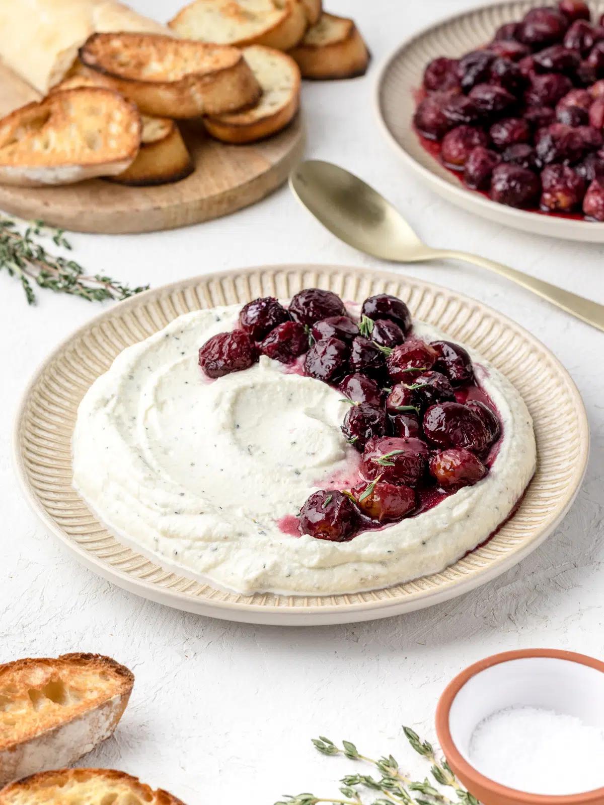 ricotta dip with roasted grapes from entirely elizabeth